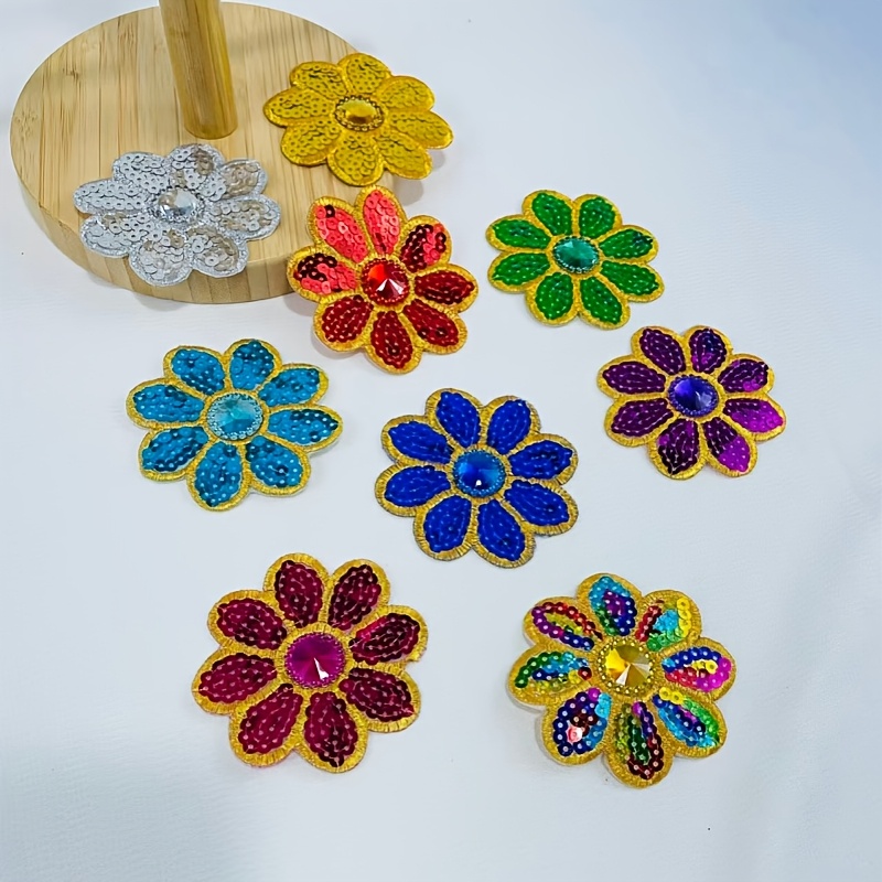 Applique Patch Flower - 10 Adet Çiçek Payetli Aplikler Boncuklu