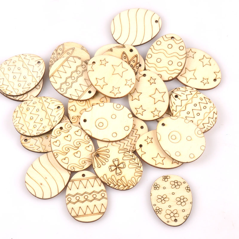 Embellishments For Scrapbooking - 25 adet karışık paskalya yumurta ahşap