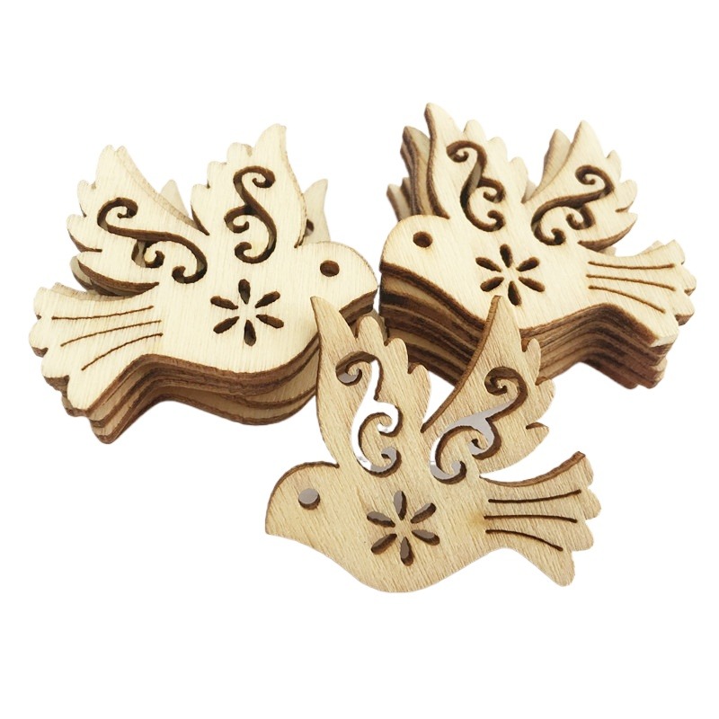 Craft Embellishments - 50 adet İşlenmemiş Ahşap Barış Güvercini