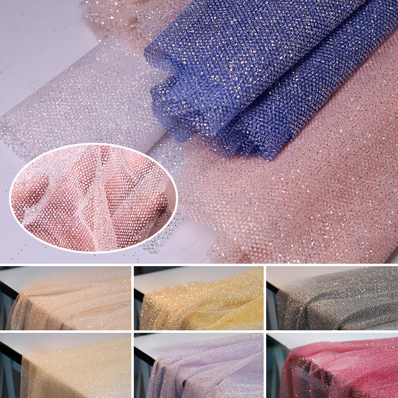 Crystal Mesh Fabric - 100/300/500cm X150cm Parlak Simli File Kumaş