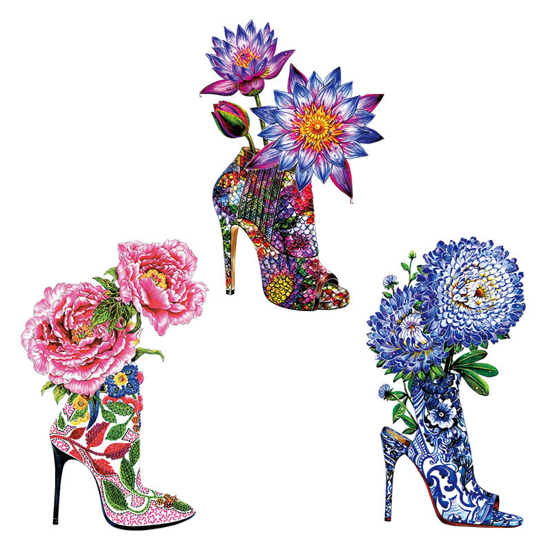 Applique Patch Flower - Yüksek topuklu çiçekler üzerinde demir yama