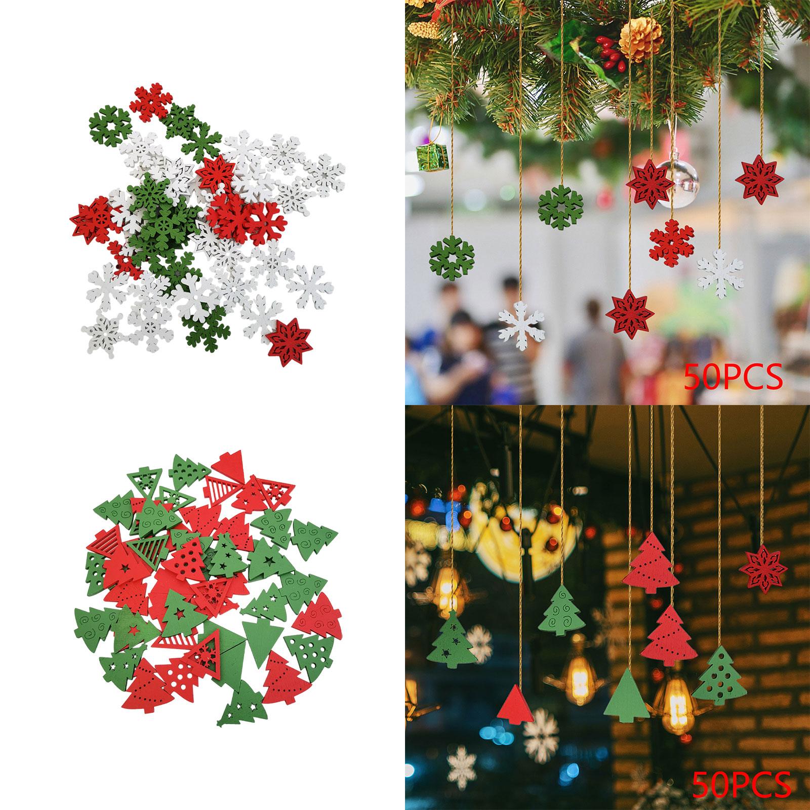 Christmas Craft Embellishment - 50 Parça Ahşap Noel Süslemeleri Noel