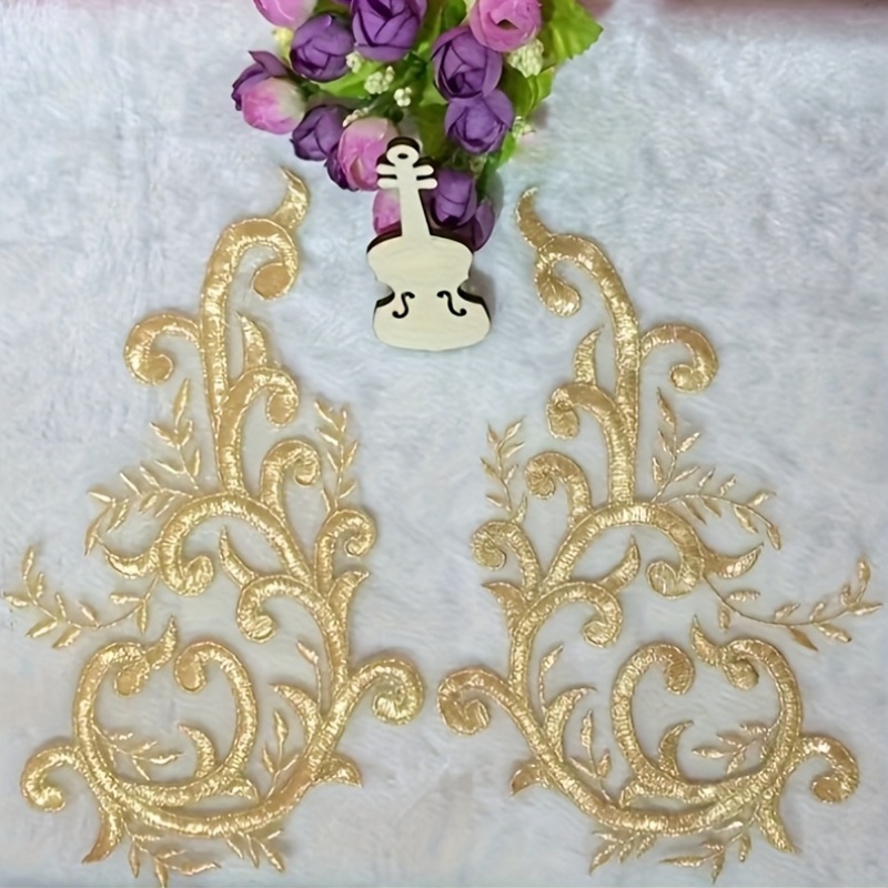 2 Çift Altın Dantel Kumaş Çiçe - Applique Patch Flower incelemesi ve fiyatı