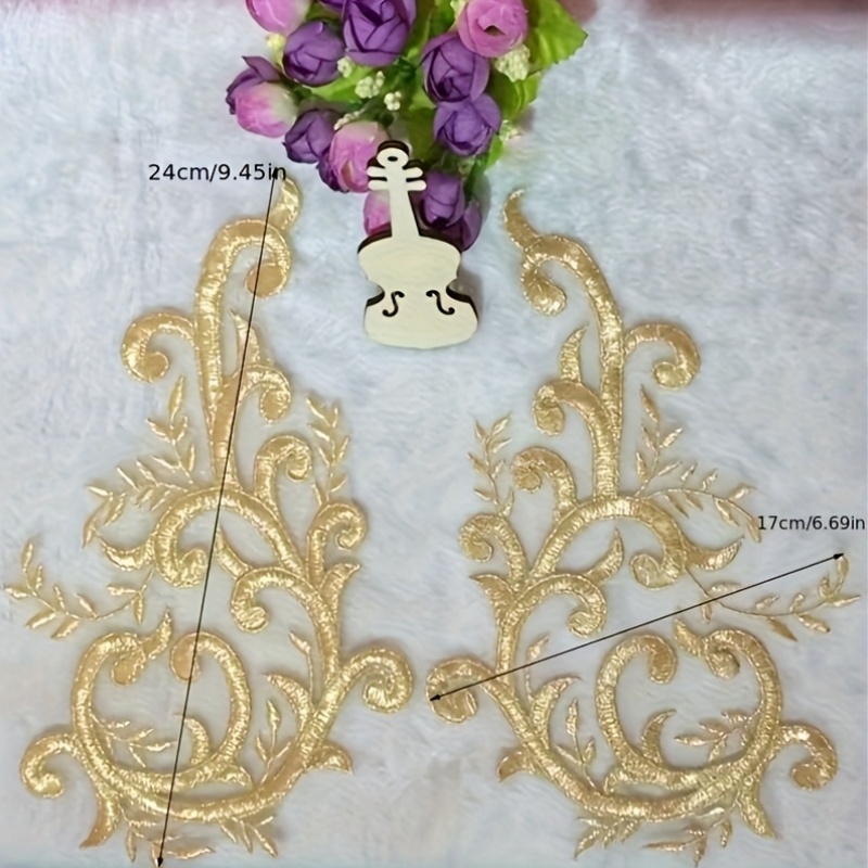 2 Çift Altın Dantel Kumaş Çiçe - Applique Patch Flower incelemesi ve fiyatı